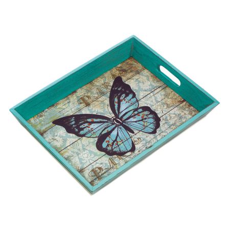 BLUE BUTTERFLY SERVING TRAY